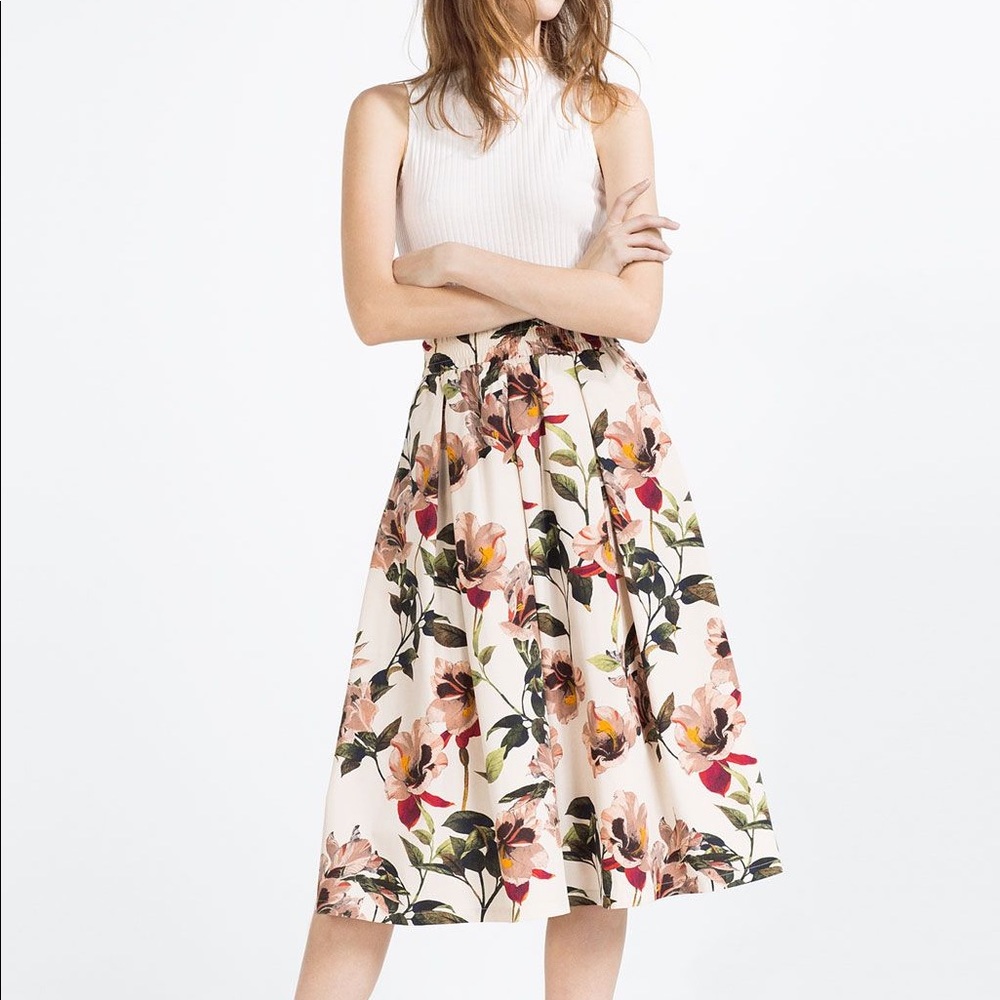 Zara Floral Midi Skirt